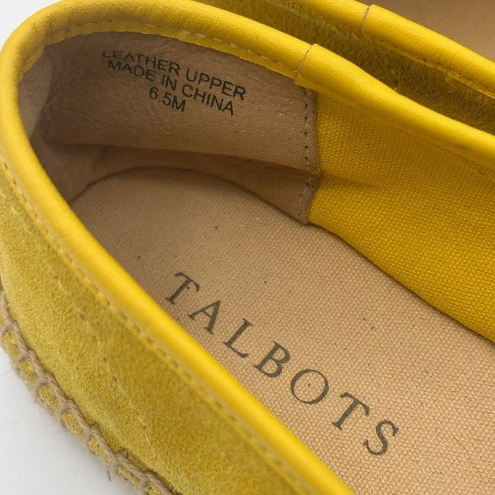 Talbots Espadrille Loafers Women Sz 6.5M Yellow Suede Tassel Slip On Flat